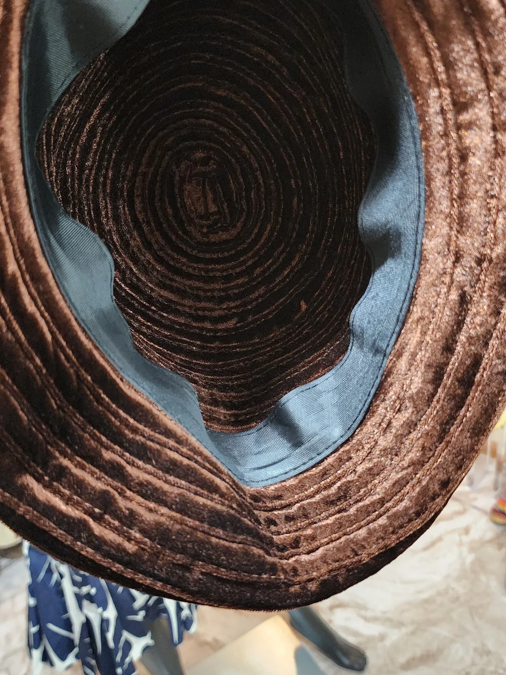 Vintage Brown Velvet Ruched Cloche Hat - Women Accessories - Picture 7 of 7